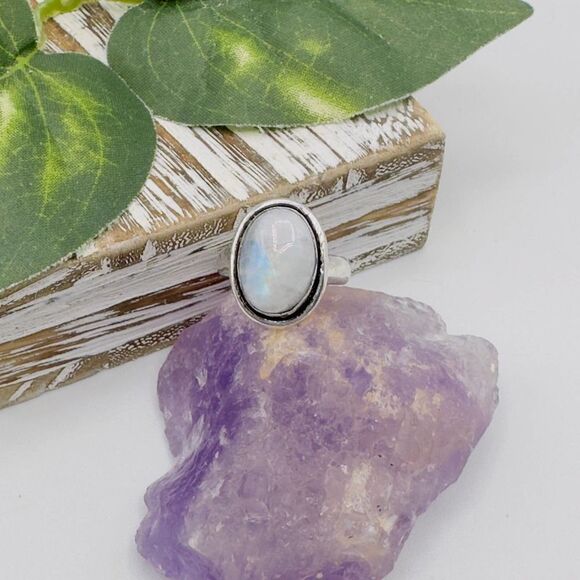 Moonstone Sterling Silver Ring Size 6.5 - Picture 1 of 6
